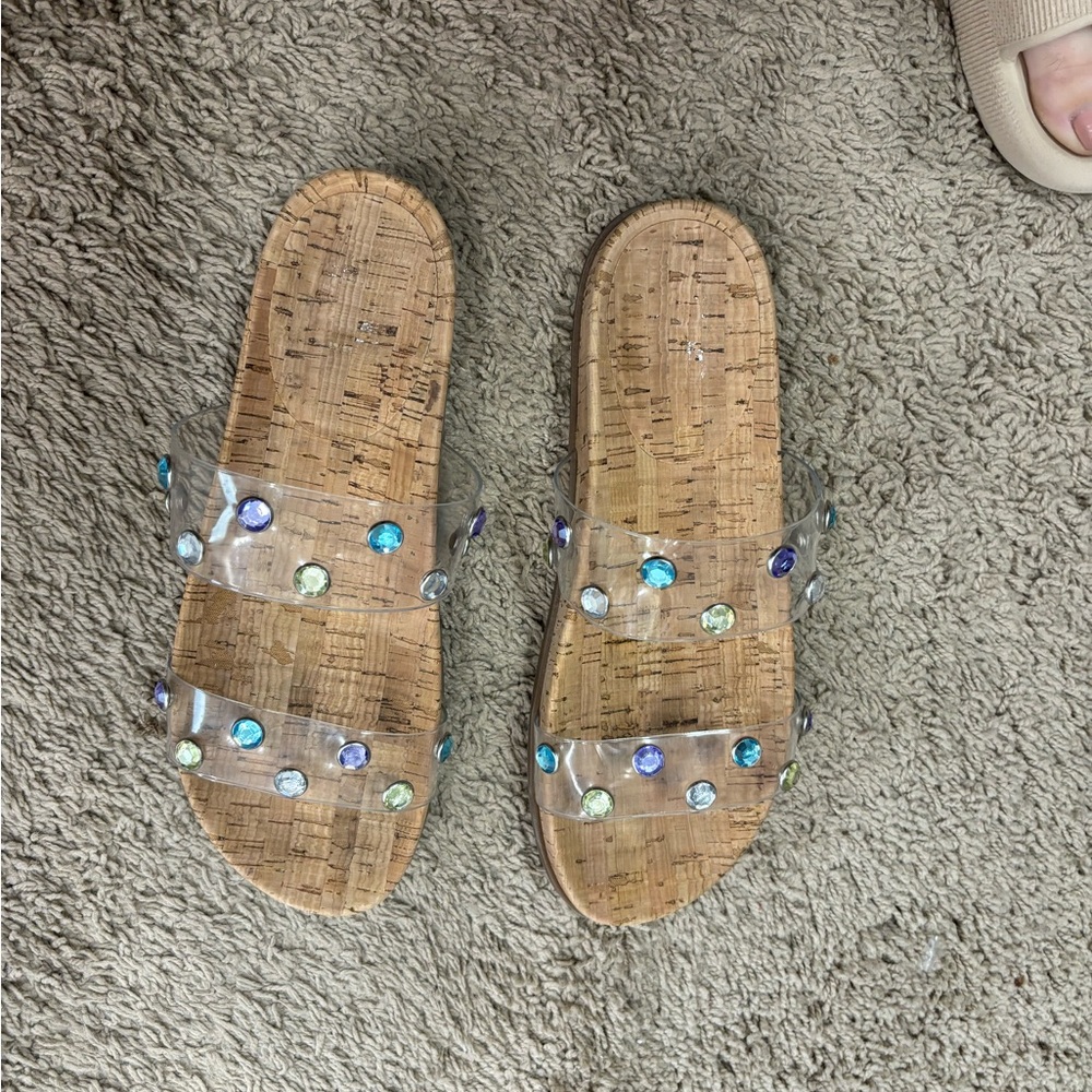 Mix No.6 clear strap cork sandal slides